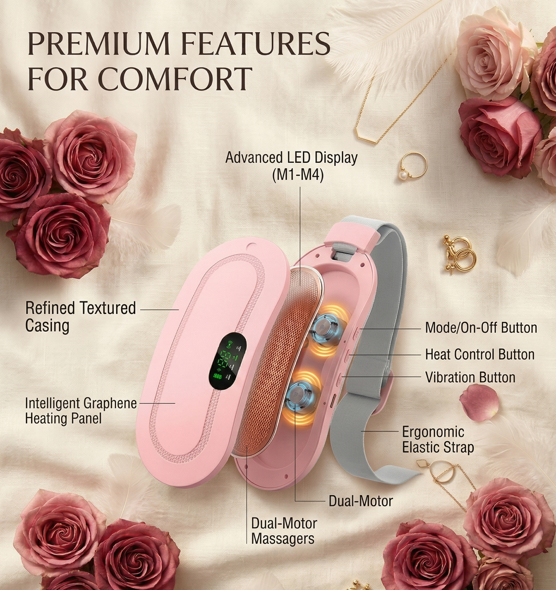 Lureava™ Comfort Heat Belt – Fast Relief for Cramps & Back Pain